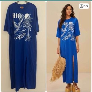 Farm Rio Blue Rio Organic Cotton Maxi Dress